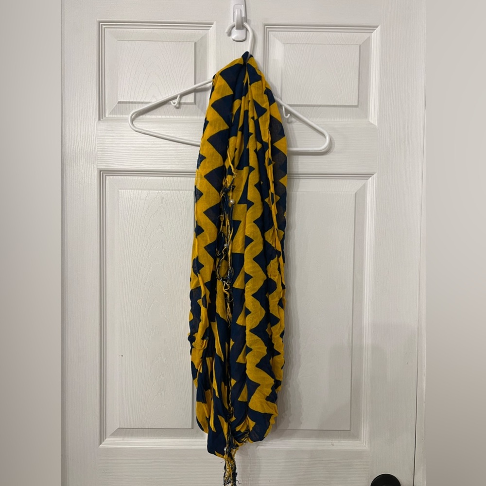 Blue and Gold infinity scarf would be great accessory for WVU or Michigan game